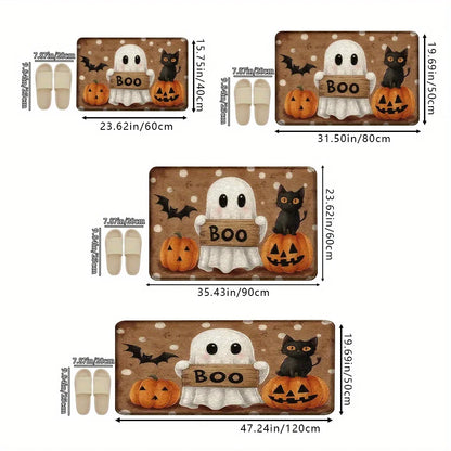 VIKAMA Halloween Pumpkin Ghost Carpet Kitchen Rug Bathroom Carpet for Live Room Sofa Carpet Doormat Rmat Bedside Rugs Home Decor