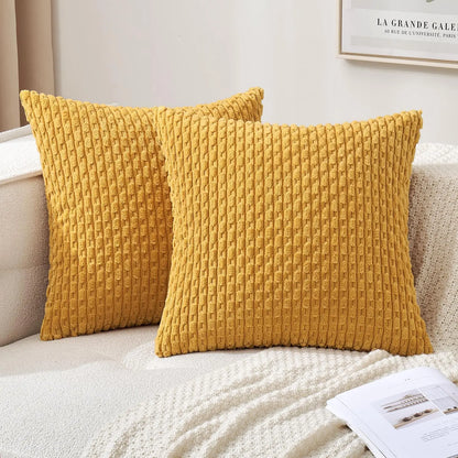 Fall Decorative Throw Pillow Covers Soft Corduroy Boho Striped Pillow Covers Pillowcases Farmhouse Home Decor for Couch Bed Sofa