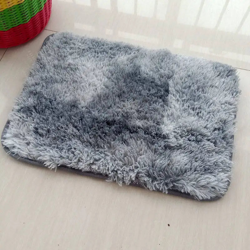 40*60CM Silk Wool Rug Girls Room Living Room Bedroom Hotel Tie-Dye Cushion Washable Dirt Resistant Carpet