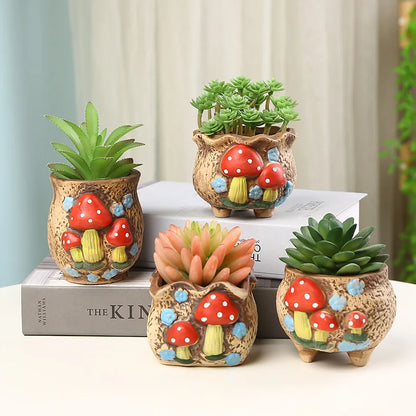 Hand-Painted Ceramic Succulent Planter with Drainage Hole
