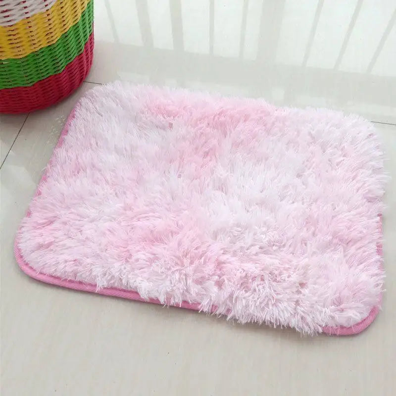 40*60CM Silk Wool Rug Girls Room Living Room Bedroom Hotel Tie-Dye Cushion Washable Dirt Resistant Carpet