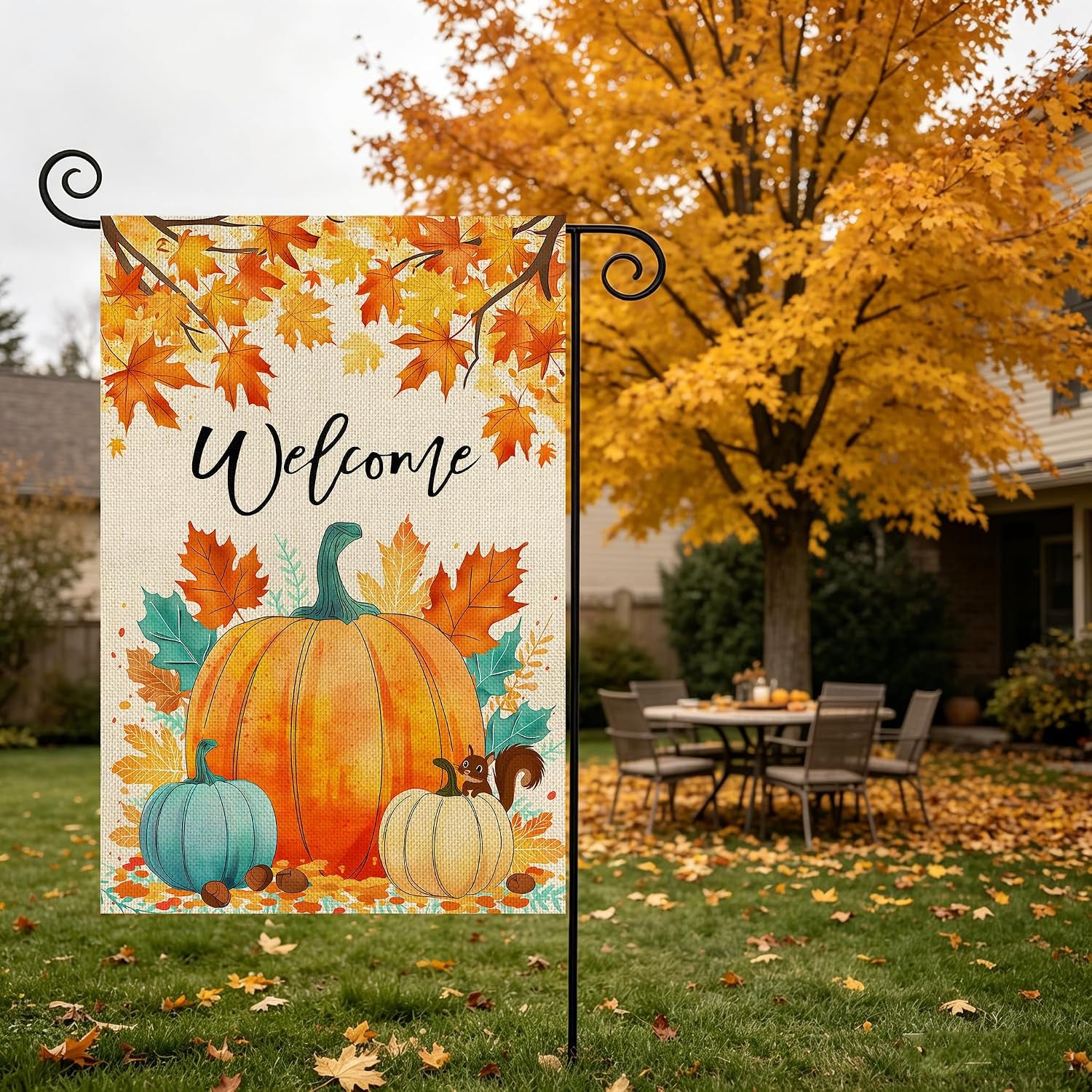 Fall Decorations Garden Flag 12X18 Inch for outside Double Sided Weather & Fade Resistant Pumpkin Welcome Fall Yard Flags Outdoor Thanksgiving Home Fall Decor