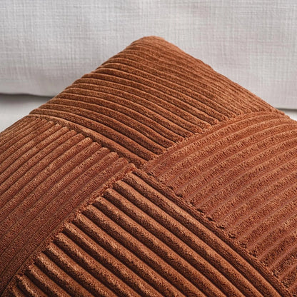 Rust Boho Decorative Throw Pillow Covers 18x18 Inch for Couch Bed Sofa, Farmhouse Fall Home Decor, Soft Corss Corduroy Patchwork