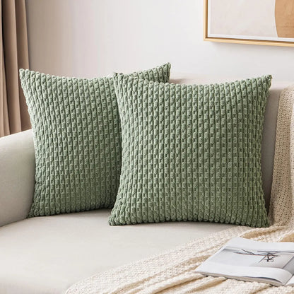Fall Decorative Throw Pillow Covers Soft Corduroy Boho Striped Pillow Covers Pillowcases Farmhouse Home Decor for Couch Bed Sofa