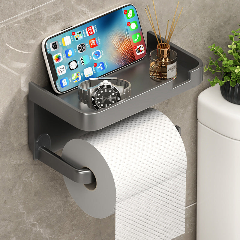 Wall-Mounted Tissue & Paper Roll Holder – No-Drill Bathroom Storage Rack, Single & Double Layer
