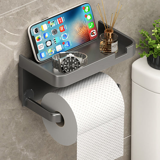 Wall-Mounted Tissue & Paper Roll Holder – No-Drill Bathroom Storage Rack, Single & Double Layer