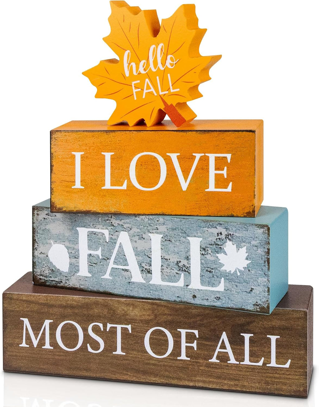 4 Pcs Fall Wooden Tiered Tray Decor, Fall Table Centerpiece for Fall Party Kitchen