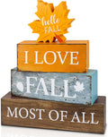 4 Pcs Fall Wooden Tiered Tray Decor, Fall Table Centerpiece for Fall Party Kitchen