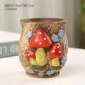 Hand-Painted Ceramic Succulent Planter with Drainage Hole