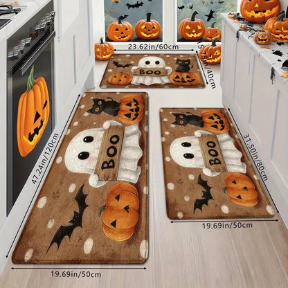 VIKAMA Halloween Pumpkin Ghost Carpet Kitchen Rug Bathroom Carpet for Live Room Sofa Carpet Doormat Rmat Bedside Rugs Home Decor