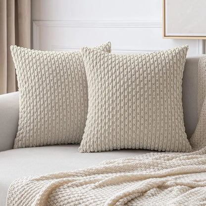 Fall Decorative Throw Pillow Covers Soft Corduroy Boho Striped Pillow Covers Pillowcases Farmhouse Home Decor for Couch Bed Sofa